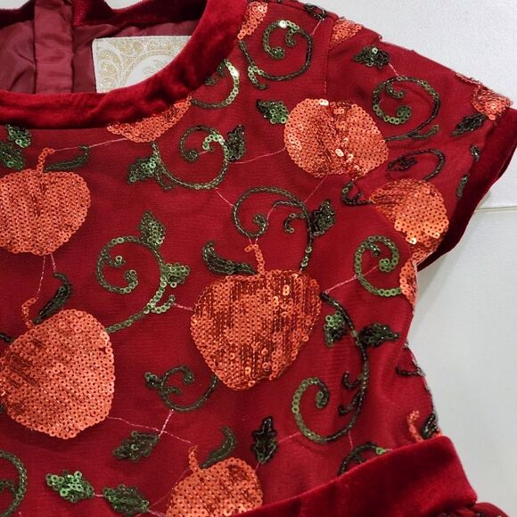 Girls Disney Snow White Elegant Apple Embroidered Sequin Party Dress Size 5/6 - Picture 5 of 16